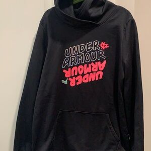 NWT-Under Armour Black Hoodie with Vibrant Red Text